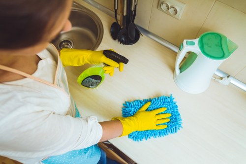 Kitchen deep cleaning in Shoreditch with appliance and surface sanitisation